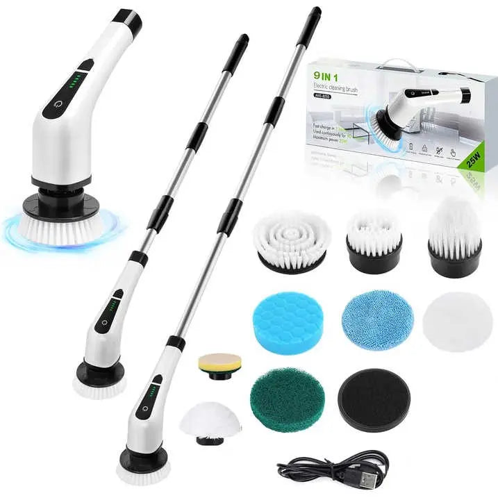 9-in-1 Electric Cleaning Brush & Scrubber with extension pole