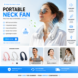 Portable Bladeless Hanging Neck Fan side view