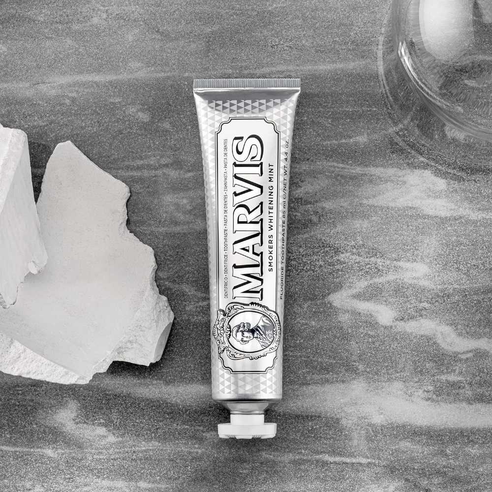 Marvis toothpaste texture on toothbrush